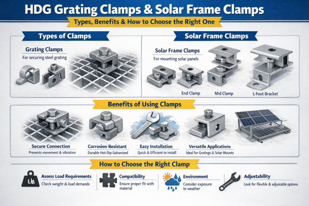 HDG Grating Clamps & Solar Frame Clamps: Types, Benefits & How to Choose the Right One
