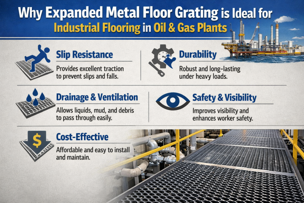 Why Expanded Metal Floor Grating is Ideal for Industrial Flooring in Oil & Gas Plants