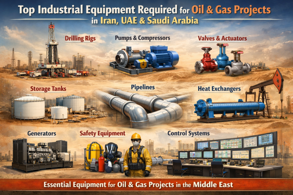 Top Industrial Equipment Required for Oil & Gas Projects in Iran, UAE & Saudi Arabia