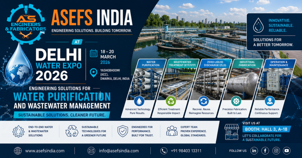 ASEFS India at Delhi Water Expo 2026 — Engineering Solutions for Water Purification and Wastewater Management